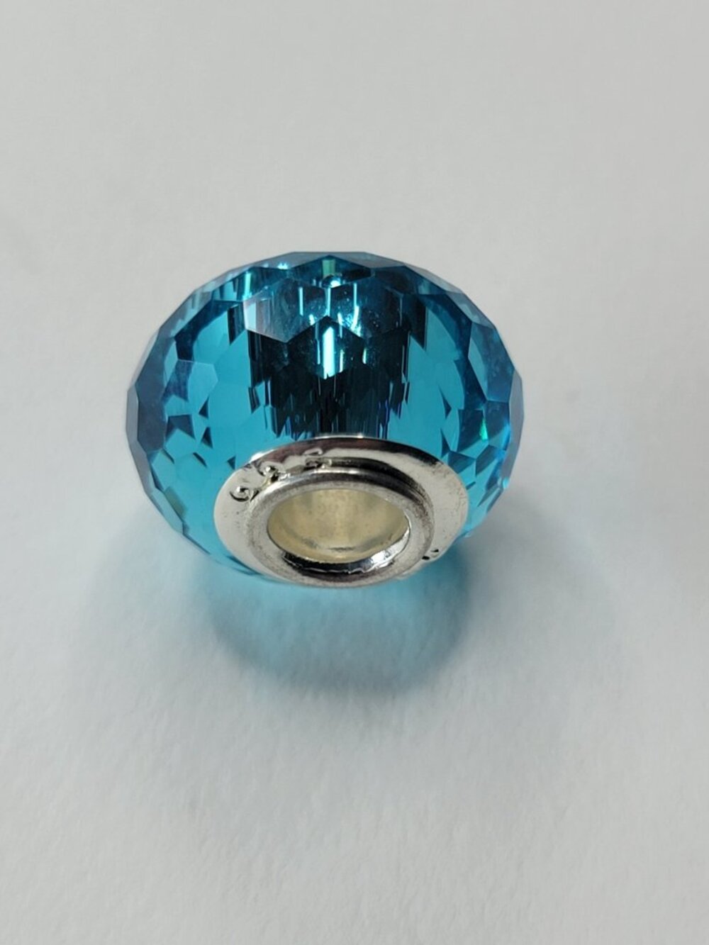 NWT For Pandora Charm Bracelets S925 European Bead Aqua Blue Glass MultiFaceted - Picture 6 of 9